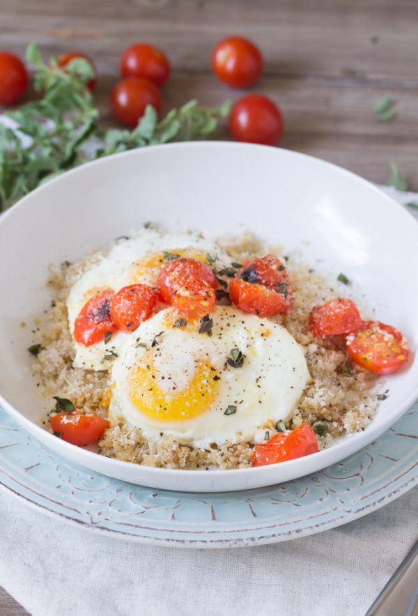 Roasted Tomatoes with Eggs and Quinoa This Gal Cooks