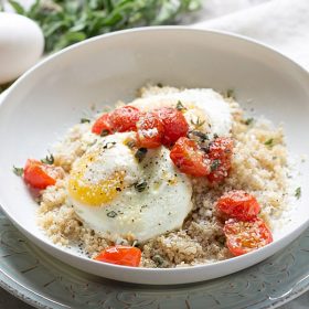 Roasted Tomatoes with Eggs and Quinoa | This Gal Cooks #healthy #breakfast