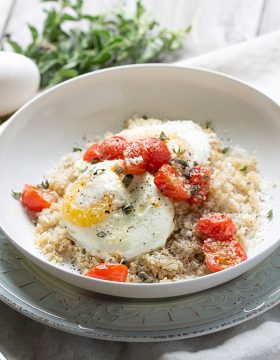 Roasted Tomatoes with Eggs and Quinoa | This Gal Cooks #healthy #breakfast