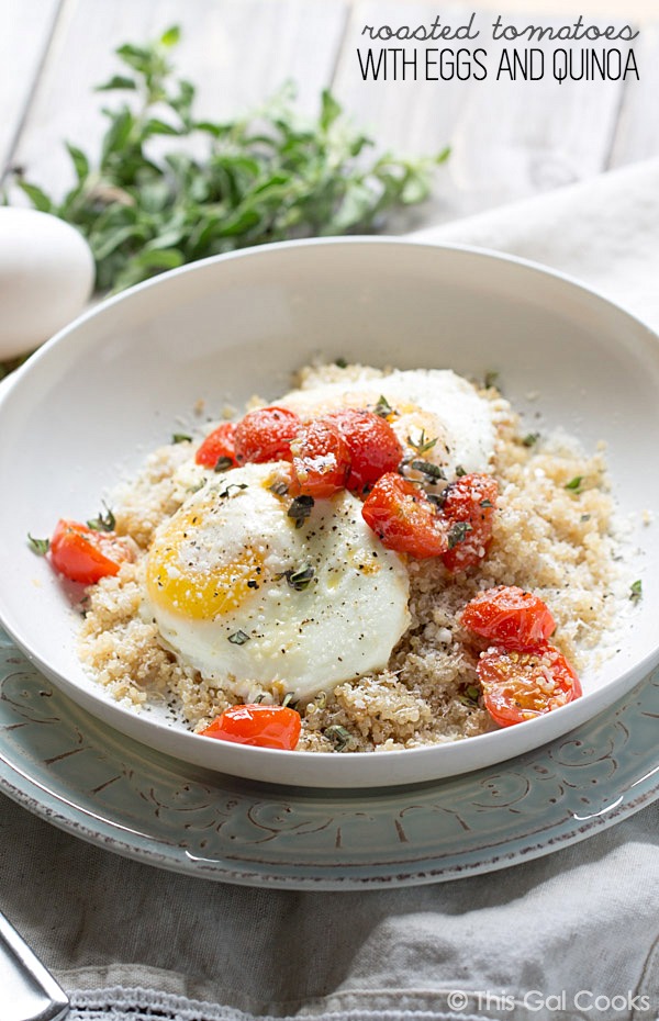 Roasted Tomatoes with Eggs and Quinoa | This Gal Cooks #healthy #breakfast