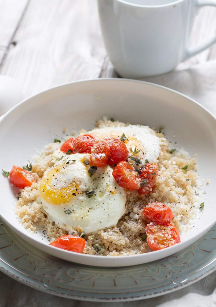 Roasted Tomatoes with Eggs and Quinoa