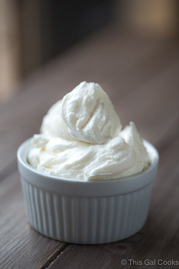 Simple Vanilla Bean Buttercream Frosting. Perfect for topping cakes and cupcakes. | This Gal Cooks