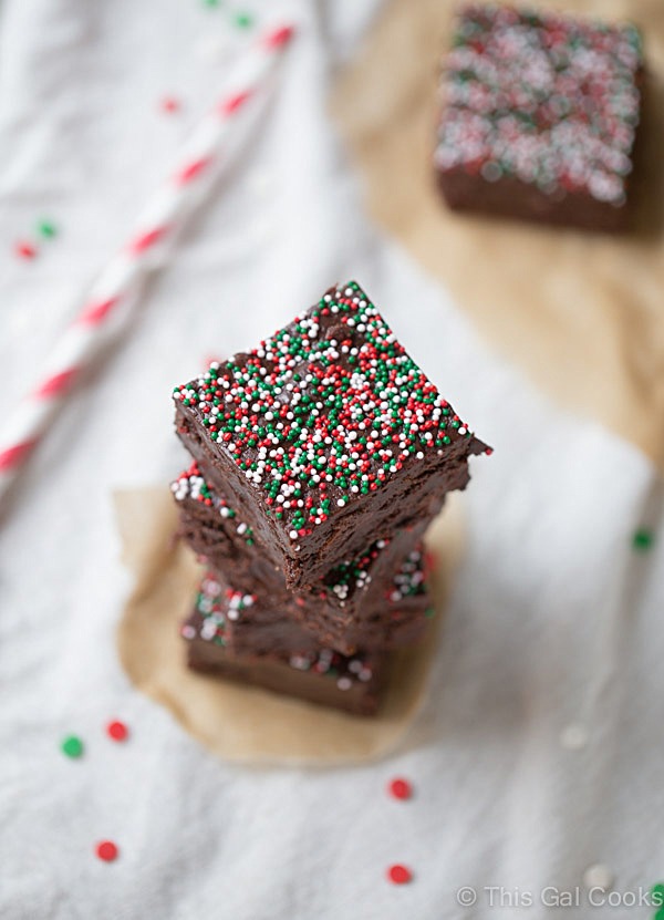 Chocolate Peppermint Fudge is a simple recipe that's perfect for Christmas! | This Gal Cooks