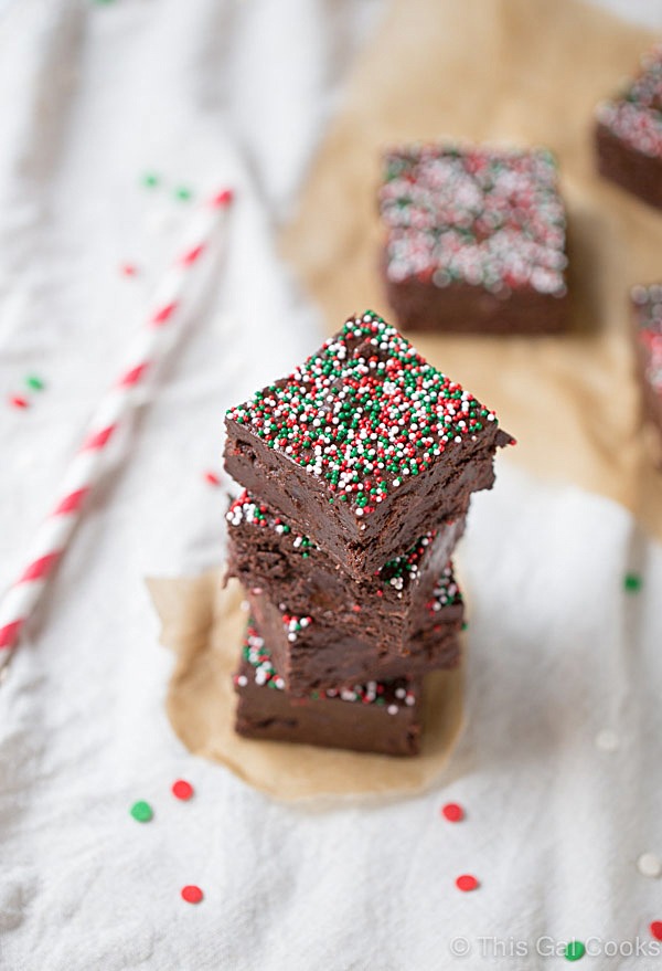 Chocolate Peppermint Fudge is a simple recipe that's perfect for Christmas! | This Gal Cooks