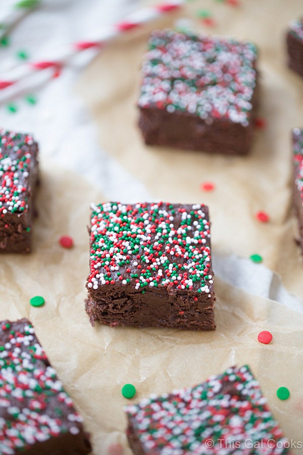 Chocolate Peppermint Fudge is a simple recipe that's perfect for Christmas! | This Gal Cooks