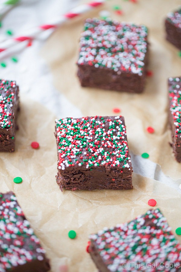 Chocolate Peppermint Fudge is a simple recipe that's perfect for Christmas! | This Gal Cooks