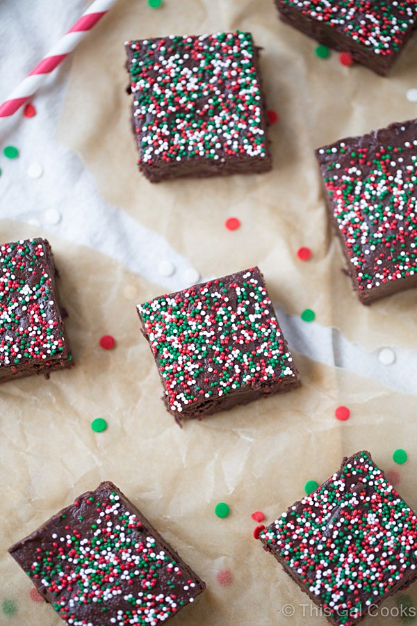 Chocolate Peppermint Fudge is a simple recipe that's perfect for Christmas! | This Gal Cooks