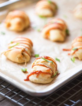 Four Ingredient BBQ Chicken Roll Ups. A Simple Appetizer | This Gal Cooks