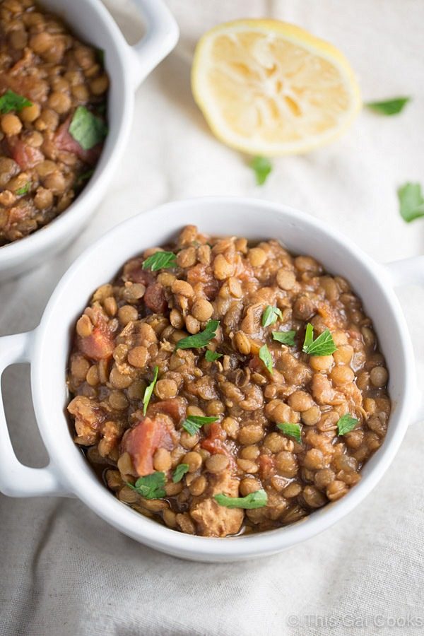 Slow Cooker Moroccan Lentil Soup | This Gal Cooks #dinner