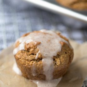 These Gingerbread Muffins are soft and full of flavor. A simple, one bowl recipe. Topped with sweet cinnamon sugar glaze for an extra burst of yum!