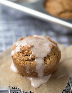 These Gingerbread Muffins are soft and full of flavor. A simple, one bowl recipe. Topped with sweet cinnamon sugar glaze for an extra burst of yum!
