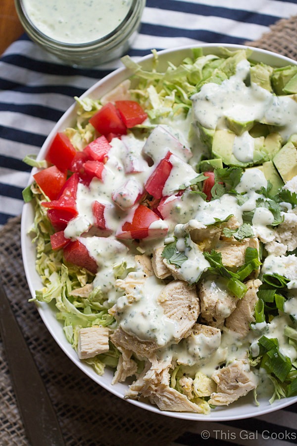 Shaved Brussels Sprout Salad with Creamy Cilantro Dressing is a simple and flavorful salad that's perfect for lunch or a light dinner!