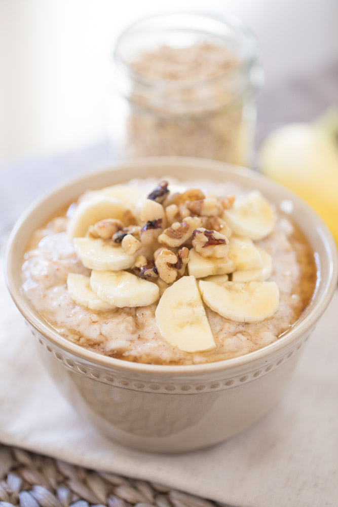 Banana Oatmeal with Maple and Walnuts