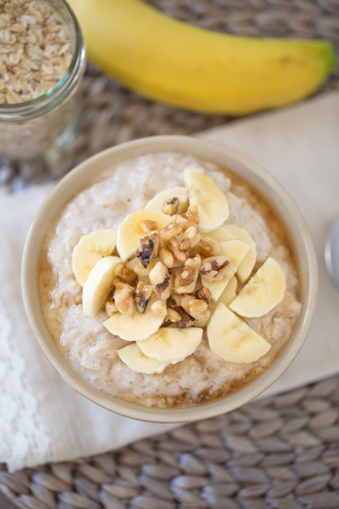 Banana Oatmeal with Maple and Walnuts