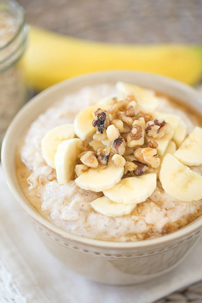 Banana Oatmeal with Maple and Walnuts