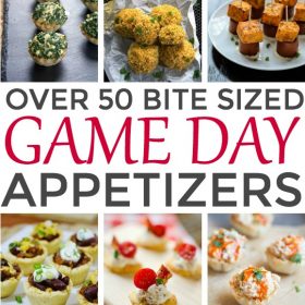 Over 50 Bite Sized Game Day Appetizers. Great ideas for your Super Bowl menu planning!