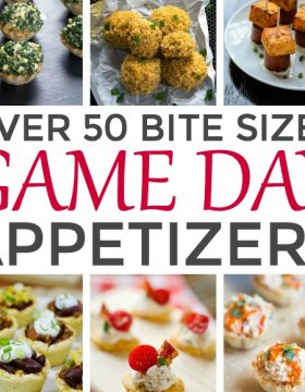 Over 50 Bite Sized Game Day Appetizers. Great ideas for your Super Bowl menu planning!