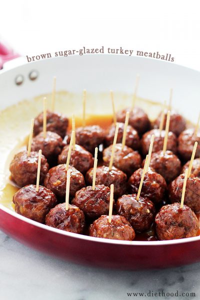 Brown Sugar Glazed Turkey Meatballs | Diethood