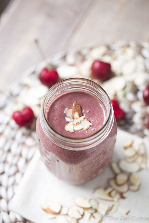 This dairy free Cherry Almond Breakfast Shake is so easy to make and is a great healthy option for breakfast! 