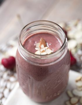 This dairy free Cherry Almond Breakfast Shake is so easy to make and is a great healthy option for breakfast!