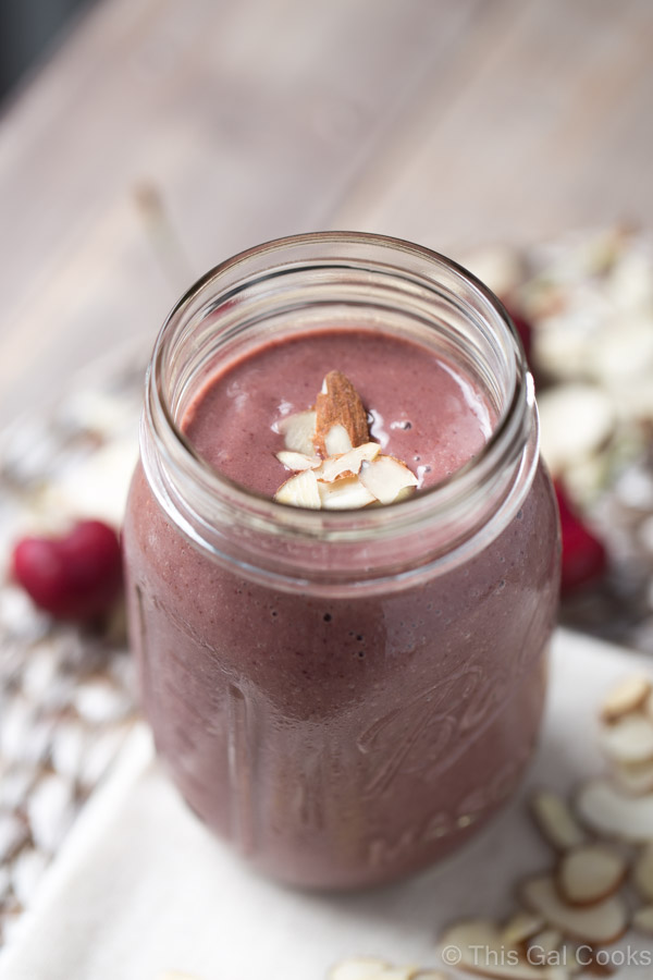 This dairy free Cherry Almond Breakfast Shake is so easy to make and is a great healthy option for breakfast! 