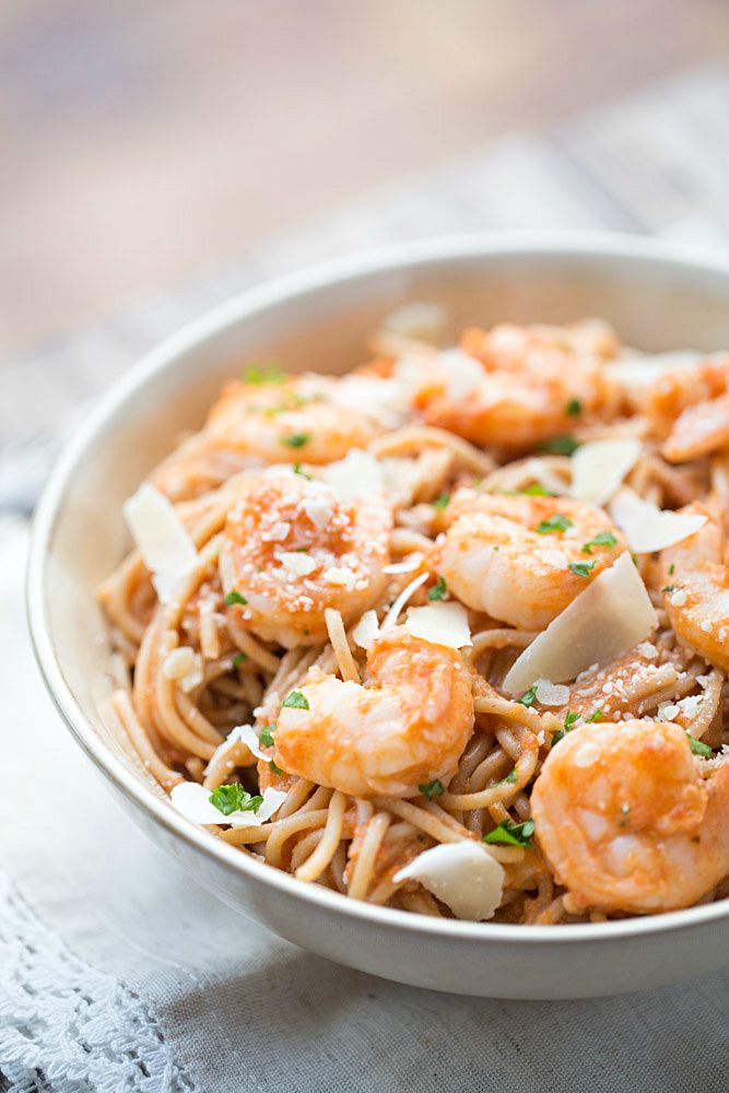 Shrimp Pasta with Spicy Tomato Cream Sauce