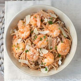 Shrimp Pasta with Spicy Tomato Cream Sauce