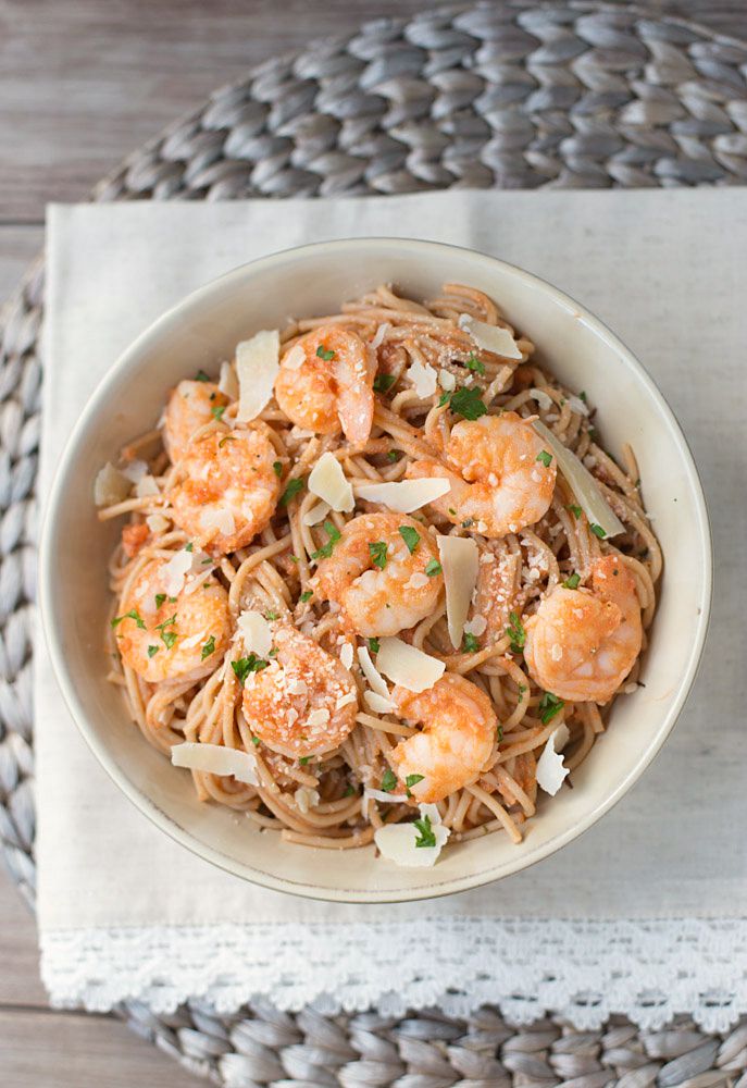 Shrimp Pasta with Spicy Tomato Cream Sauce