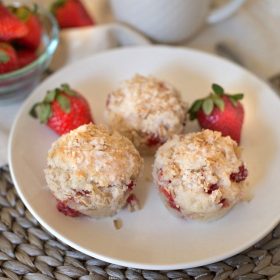 You won't find any butter in these soft and flavorful strawberry muffins that are made with Greek Yogurt and Coconut Oil!