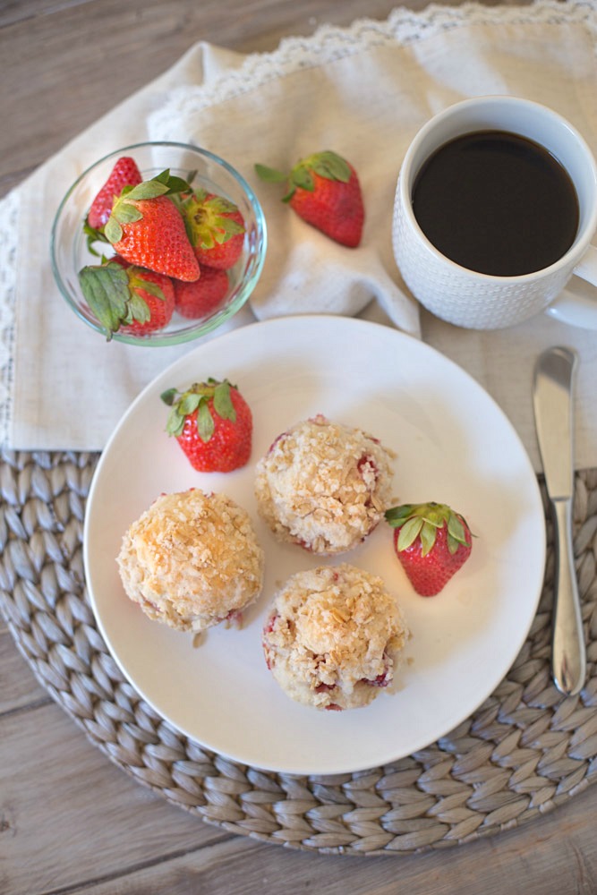 You won't find any butter in these soft and flavorful strawberry muffins that are made with Greek Yogurt and Coconut Oil!