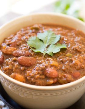 Simple and delicious Beef Chili is made thick and hearty by adding masa harina.