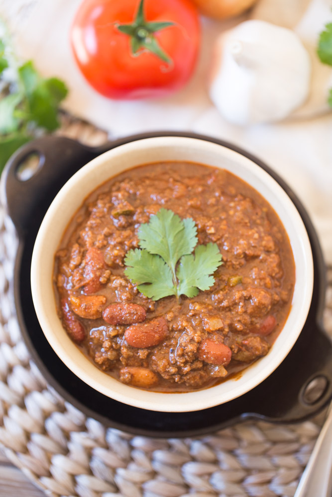 Beef Chili is made thick and hearty by adding masa harina. This chili is SO good!