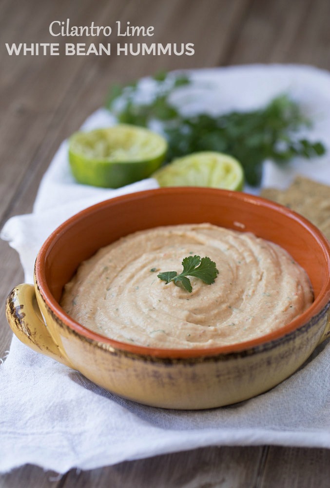 Easy Blender Cilantro Lime White Bean Hummus. Smooth and creamy, packed with fresh flavors!