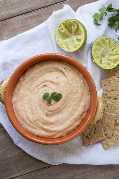 Easy Blender Cilantro Lime White Bean Hummus. Smooth and creamy, packed with fresh flavors!