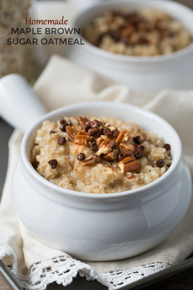 Homemade Maple Brown Sugar Oatmeal | This Gal Cooks