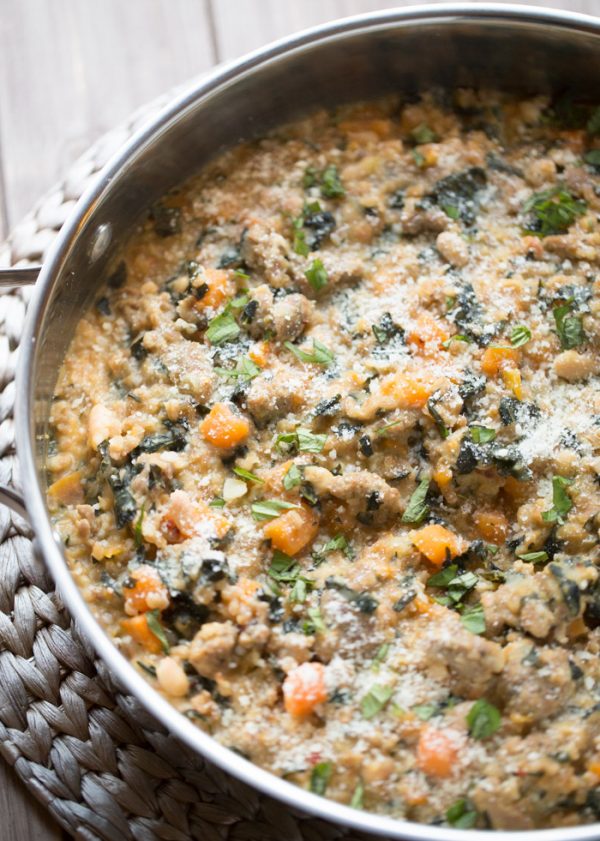 Skillet Farro and Turkey Sausage Casserole. | This Gal Cooks