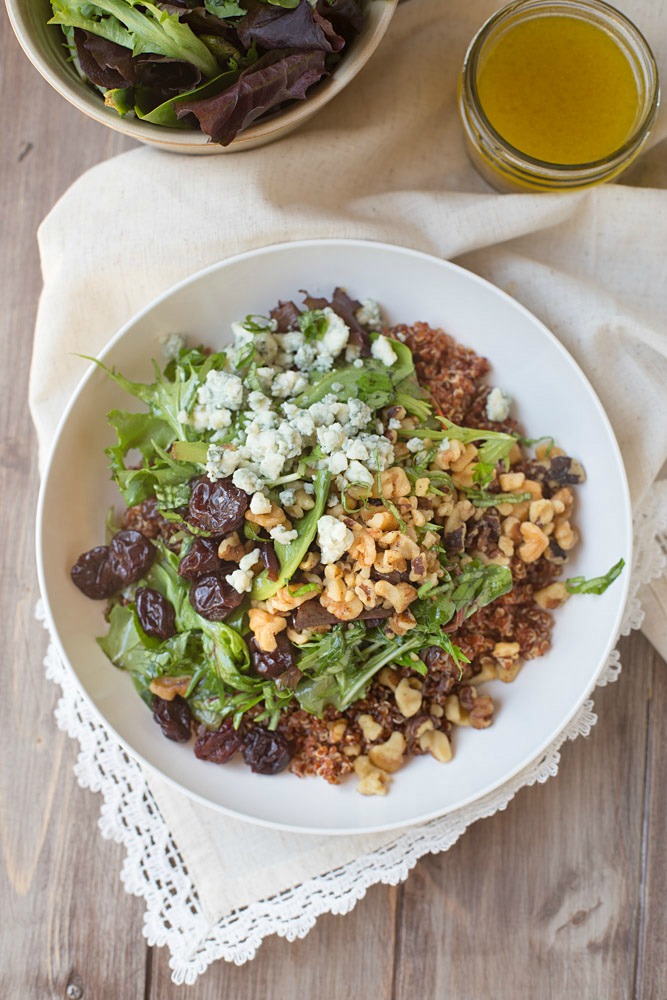 Simple and healthy Baby Greens Salad with Quinoa and Honey Balsamic Vinaigrette | This Gal Cooks