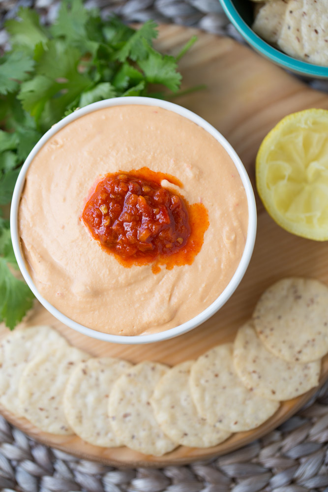 Harissa White Bean Hummus. Dairy free. Vegan. Easy Appetizer | This Gal Cooks