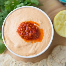 Harissa White Bean Hummus. Dairy free. Vegan. Easy Appetizer | This Gal Cooks