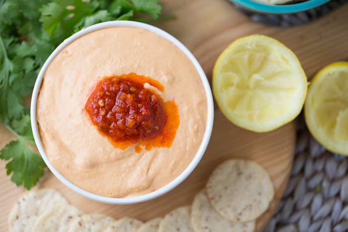 Harissa White Bean Hummus. Dairy free. Vegan. Easy Appetizer | This Gal Cooks