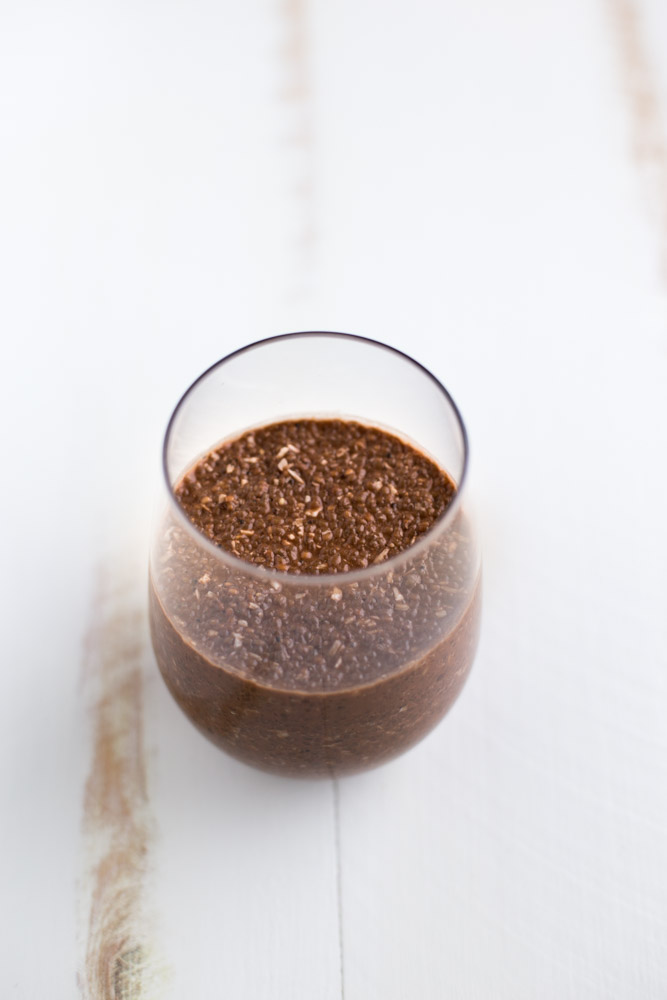 This Chocolate Coconut Chia Pudding is a delicious dairy free dessert option. Made with the superfoods Chia and Cacao. | Small Green Kitchen