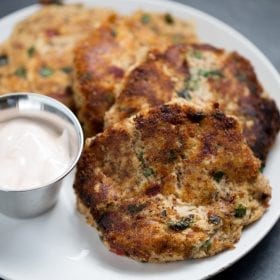 FLAVORFUL Easy Tuna Cakes are paleo + gluten free. Great for lunch or to serve as an appetizer!