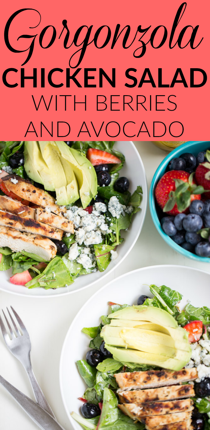 Gorgonzola Chicken Salad with Berries and Avocado