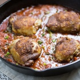 These AMAZING Coconut Curry Chicken Thighs are made with real ingredients! Easy to make, paleo friendly and grain free.