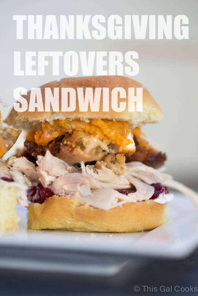 Thanksgiving Leftovers Sandwich made with all of your favorite leftovers! You can also use Christmas dinner leftovers in this recipe!