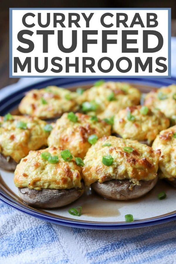Curry Crab Stuffed Mushrooms are full of flavors that aren't found in the typical stuffed mushroom. They're a great addition to appetizer menus for parties, game day and weekend dinners!  #appetizer #mushroom #seafood #crab #stuffedmushrooms