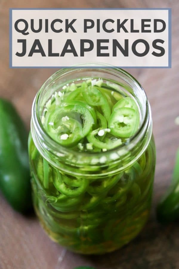 Quick pickled jalapenos are a life saver for jalapeno fans that want a pickled jalapeños right now! These pickled jalapeños are ready for use in all of your recipes in under an hour. #jalapenos #condiments #spicy #recipe 