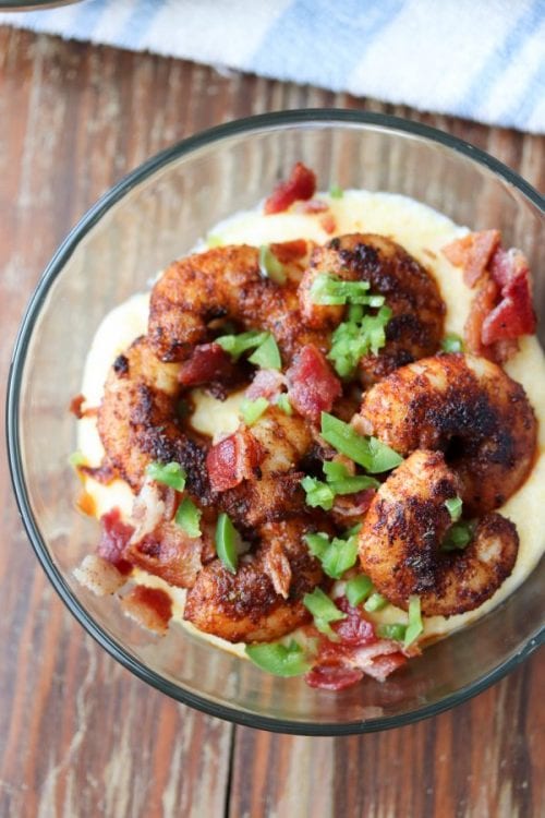 Blackened Shrimp and Grits (with smoked gouda cheese) This Gal Cooks