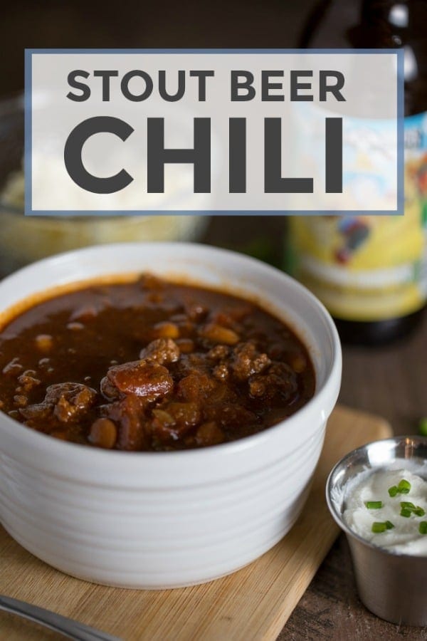 Thick and hearty Stout Beer Chili. This comforting and flavorful #chili recipe is made with Clown Shoes Chocolate Sombrero #stout. #dinner #soup #savory #falleats