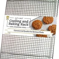 Ultra Cuisine 100% Stainless Steel Wire Cooling Rack for Baking fits Half Sheet Pans Cool Cookies, Cakes, Breads - Oven Safe for Cooking, Roasting, Grilling - Heavy Duty Commercial Quality